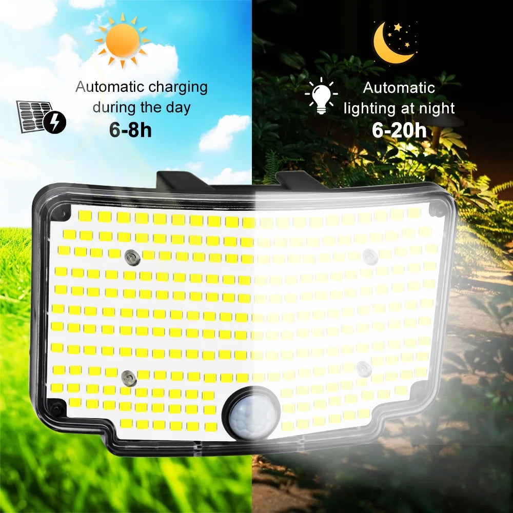 254/243LED Outdoor Solar Lights Garden Solar Powered Security Light Flood Light Motion Sensor 3 Mode Waterproof Garden Shed Yard