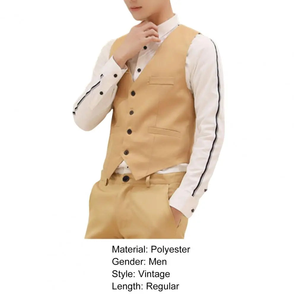 2025 British Style Men Business Vest Deep V Neck Single breasted Formal Suit Waistcoat Classic All Match Men Waistcoat