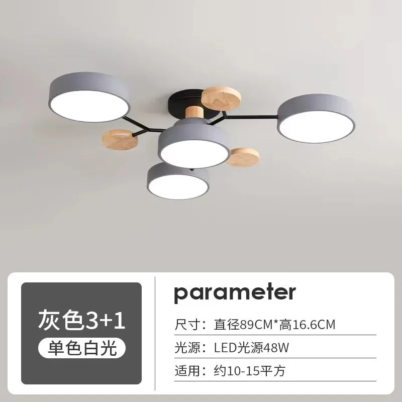 Retro Nordic Minimalist Four Head Six Head Restaurant Lighting Living Room Bedroom Lighting Room Ceiling Light Cross border