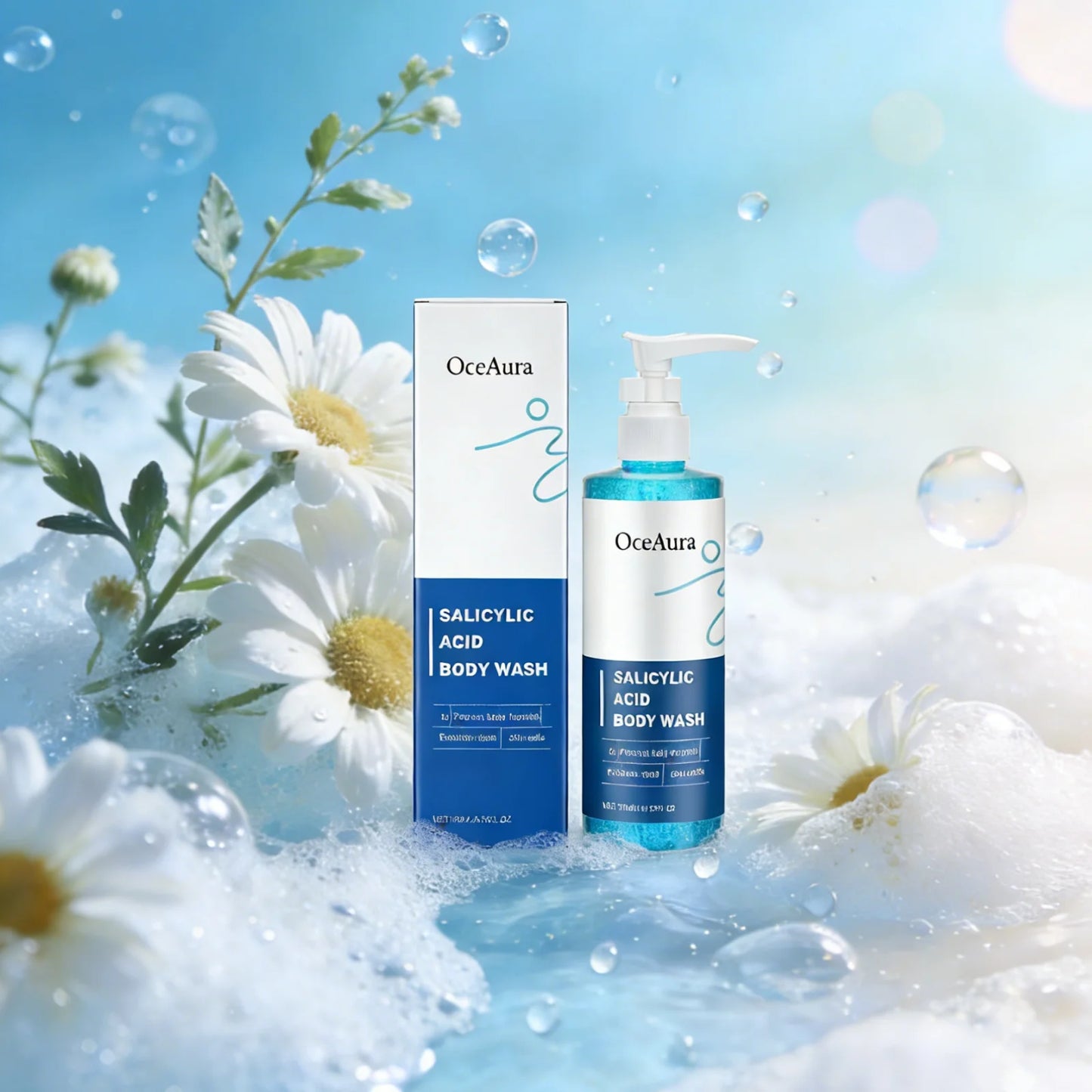 OceAura Shower Gel Deep Cleaning Back Acne Treatment Smooth Skin Elasticity Increased Salicylic Acid Exfoliating Body Wash 100ml