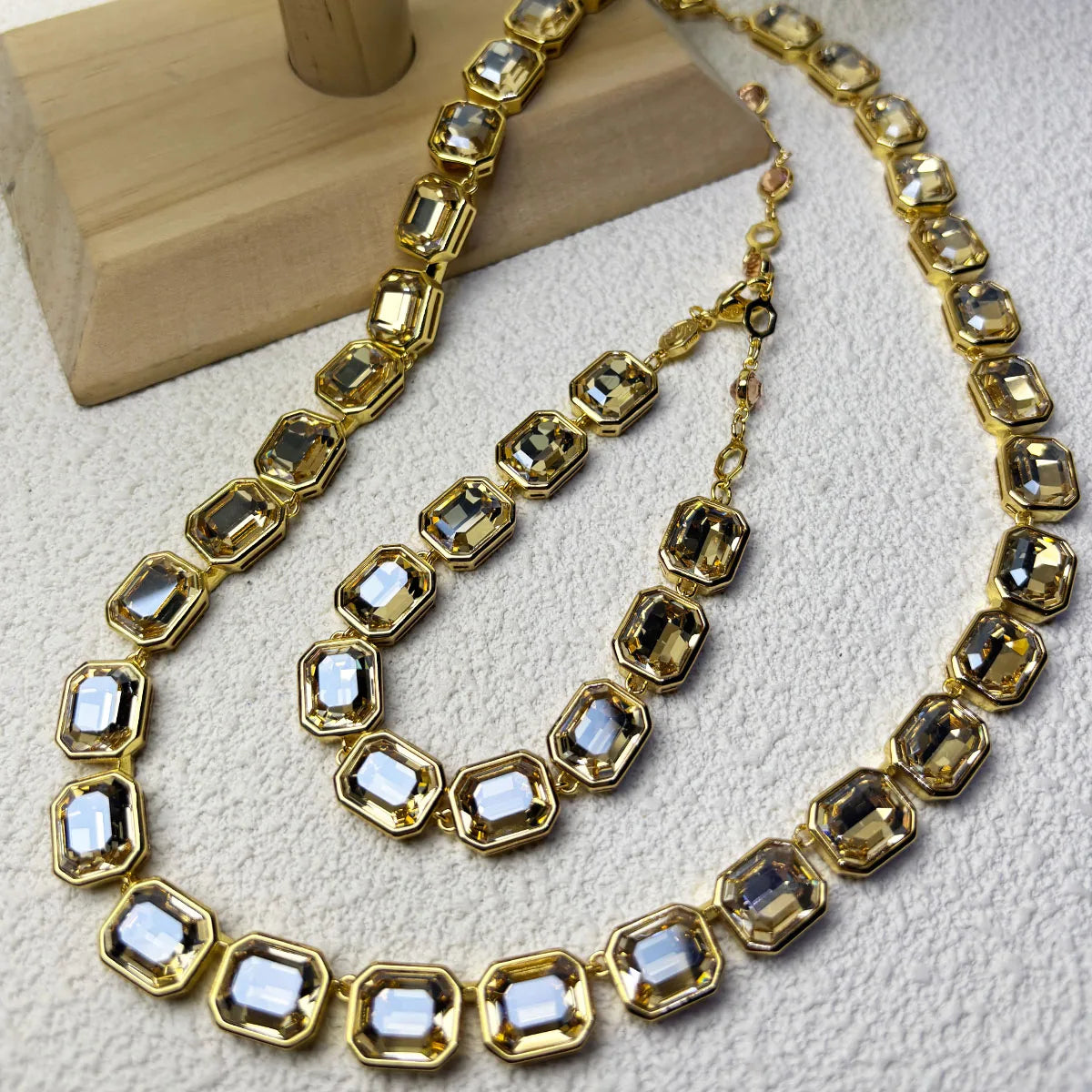 Original Charms 2025 New Fine Jewelry Set Women Gold Geometric Zircon Crystal Necklace Bracelet Earrings Romantic Gift