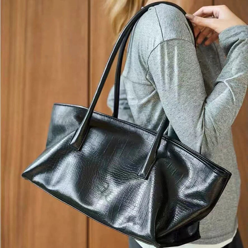 Luxury Vintage Crocodile-embossed Tote,women's Large-capacity Shoulder Handheld Bag,stylish Minimalist Casual Commuter Tote Bags
