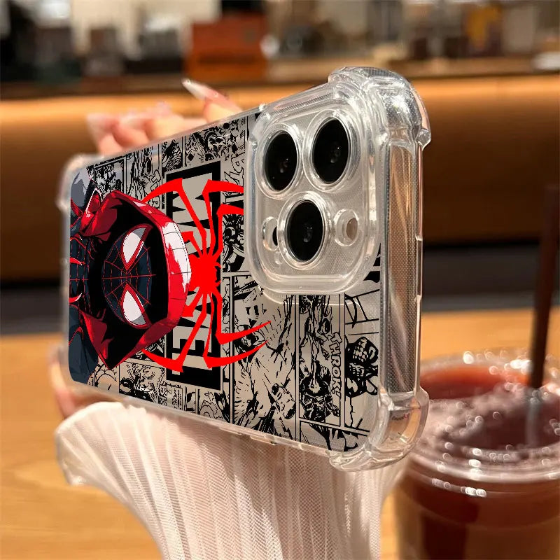 Clear Case For iPhone 17 16 15 14 13 12 11 Pro Max 16e 17e Air 13 15 Plus XS X 7 8 Shockproof Phone Cover Marvel Spider Man Gwen
