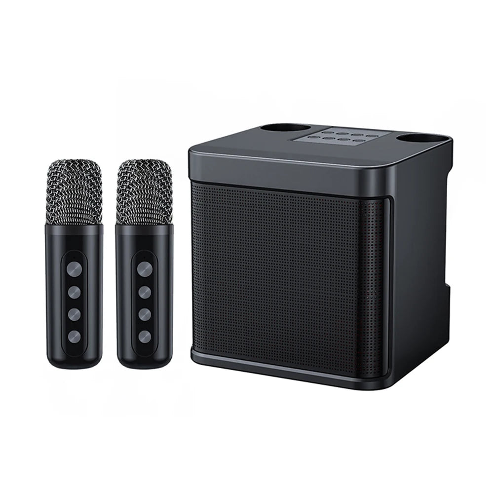 Karaoke Machine with 2 Wireless Microphones Wireless Portable BT Speaker Support BT/USB/TF Card/Aux 1500mAh for Karaoke Party