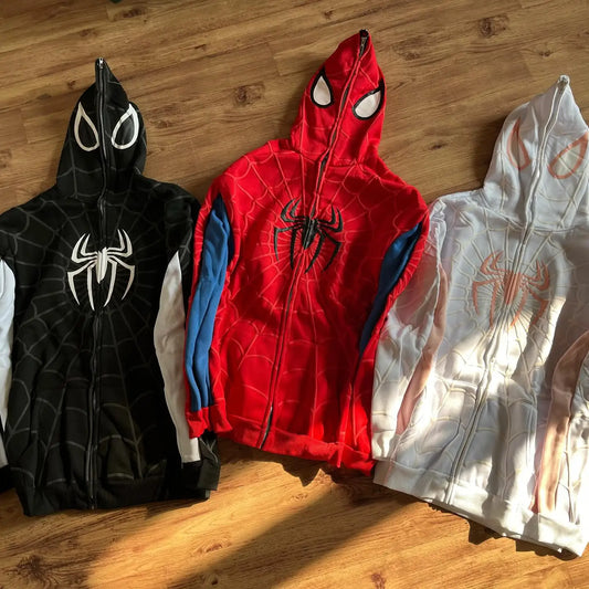 American Spider Vintage Zip Up Hoodie Y2K Clothes Mens Womens Spider Graphic Oversized Hoodies Sweatshirts Casual Jackets