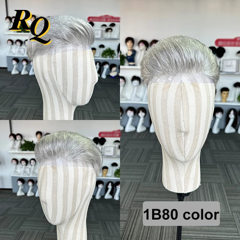 Pre Styled Cut Toupee Men Wig Thin Skin 0.04-0.06 Hair Replacement Systems Ready Wear Human Hair Male Wig Hombre Peruk Capillary