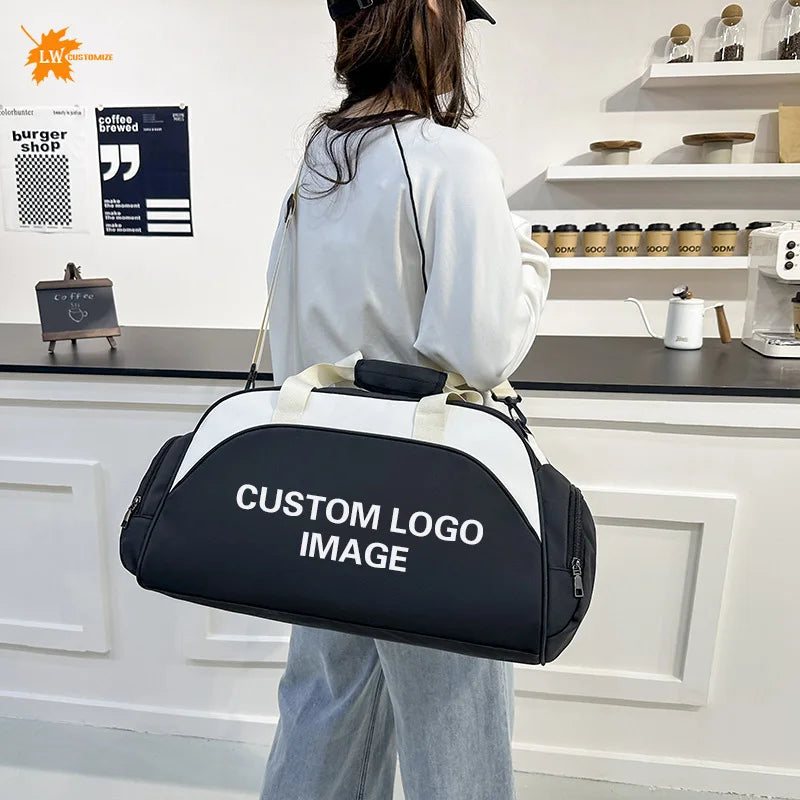 Fitness Bag Custom Logo Dry Wet Separation Travel Bag Personalized Sports Bag DIY Name Gym Bag