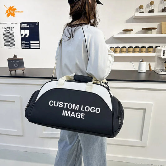 Fitness Bag Custom Logo Dry Wet Separation Travel Bag Personalized Sports Bag DIY Name Gym Bag