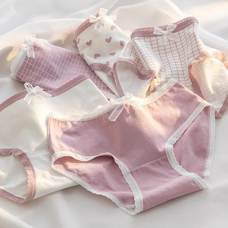 New 5PCS/Set Women's Underwear Cute Bear Cotton Panties Briefs For Girl Ladies Sexy Lingerie Cartoon Female Pantys Underpants