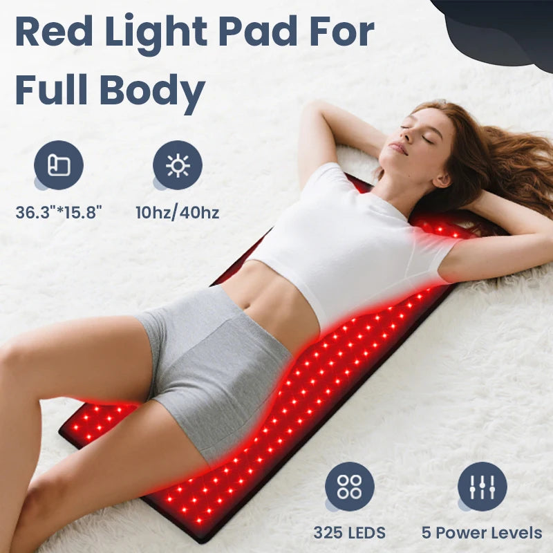 KEMOKO Red Light Therapy 660nm 850nm, Infrared LED Mat for Back and Waist Pain, Muscle Soreness Relief, Large Size 36.3" x 15.8"