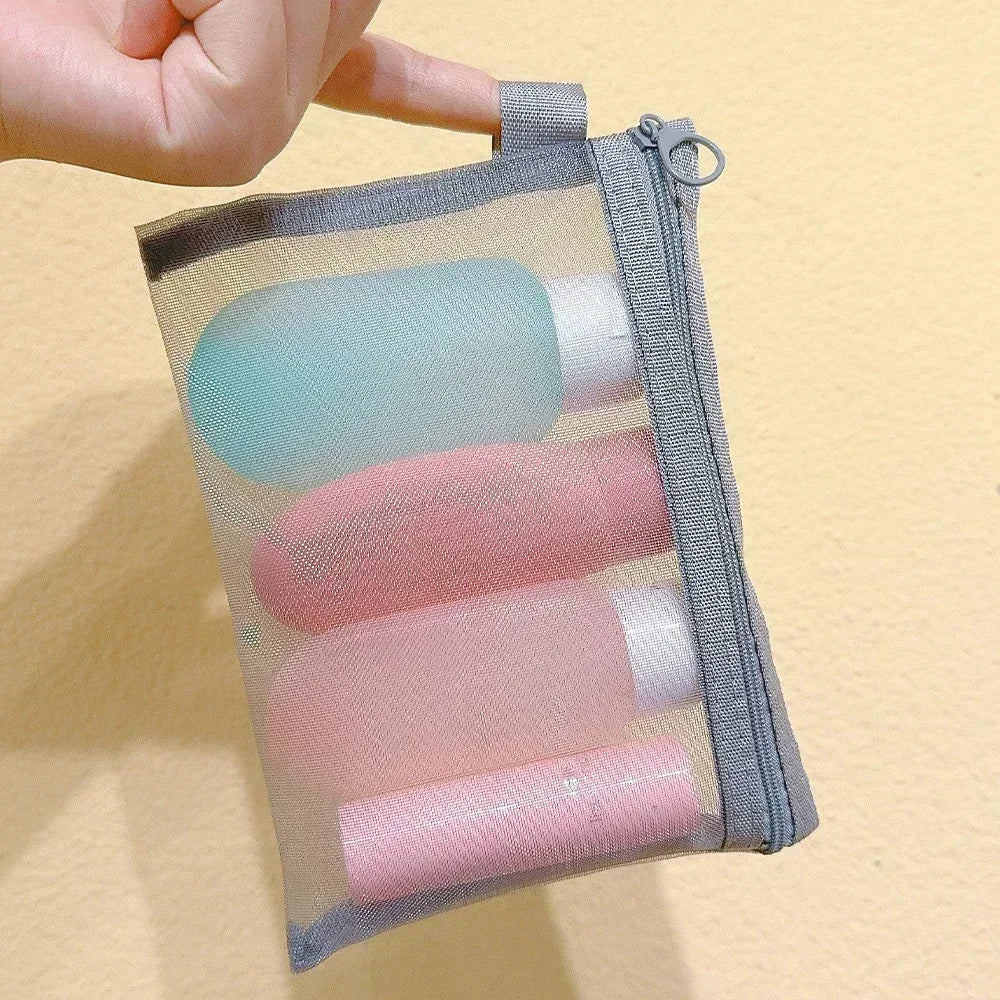 1/12pcs Mesh Clear Cosmetic Bags Small Large Black Makeup Bag Portable Travel Toiletry Organizer Case Lipstick Storage Pouch