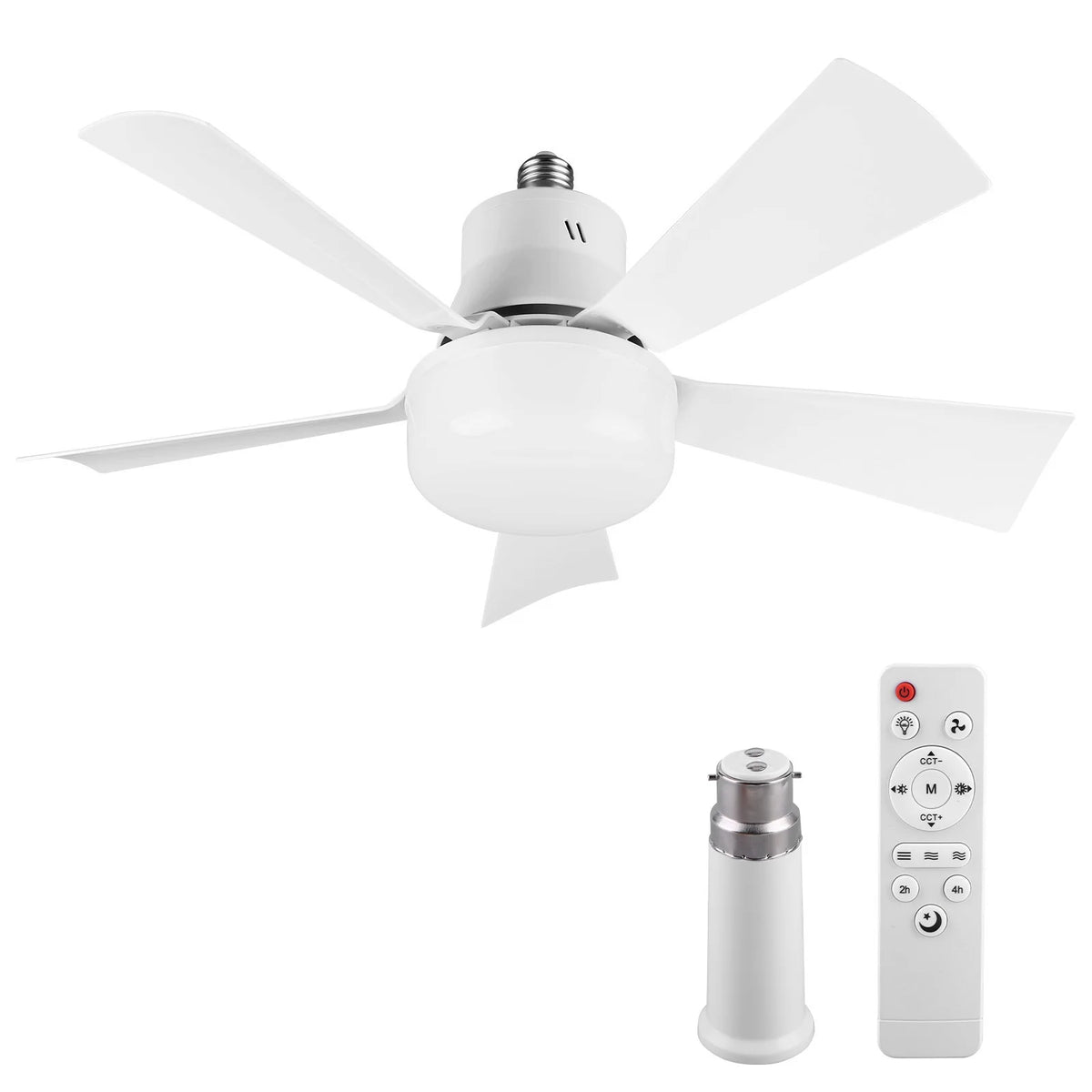 2-in-1 Socket Ceiling Fans Lights with Remote Control Timing 3 Speed Adjustable for Bedroom Kitchen Office Home for Living Room