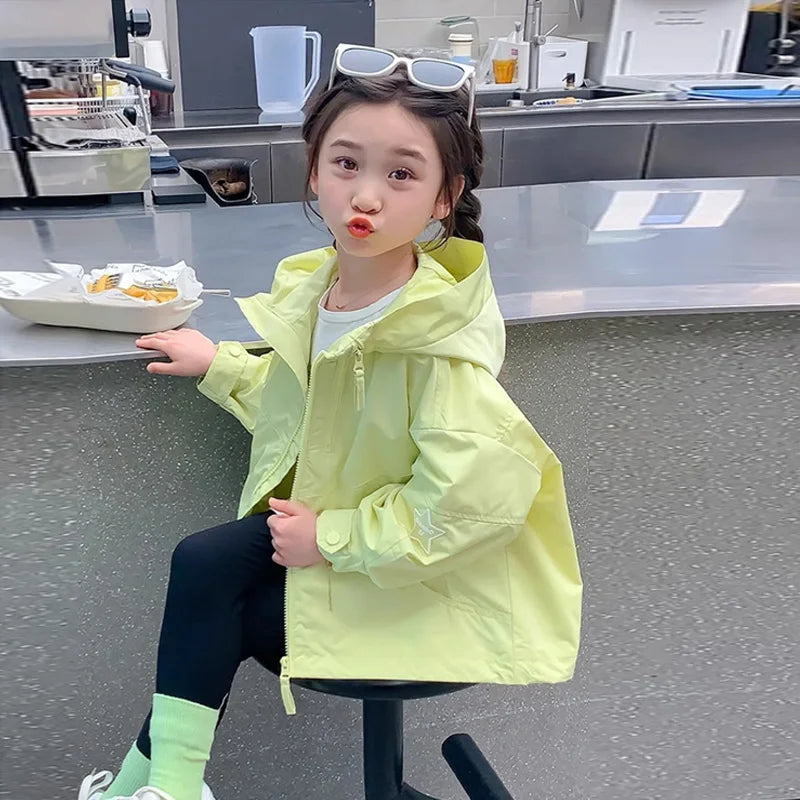 New Girl's Jacket Spring Children Hooded Coats Kids Autumn Fashion Clothes Outerwear Children's Casual Windbreaker Jackets