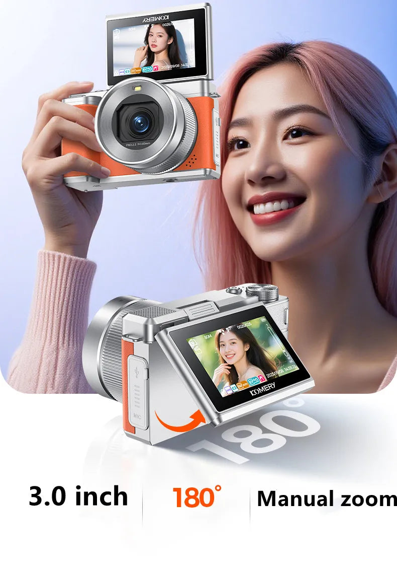 5K Digital Camera Auto Focus 80MP Vlogging Camera for YouTube and Anti-Shake Video Camera with Flash Dual Lens Selfile Camcorder