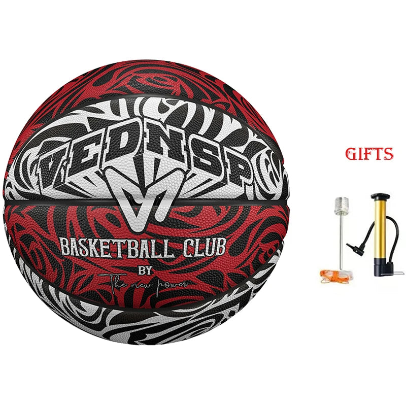 Veidoorn Rose Pattern Basketball Stylish Floral Design Outdoor/Indoor Sports Ball for Men and Women Rubber Ball