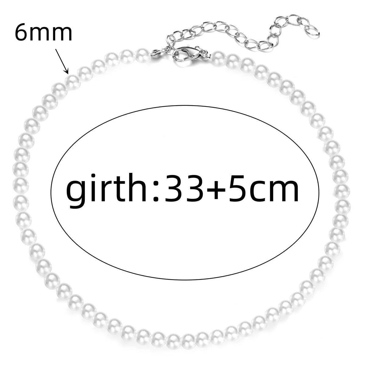 4 5 6 8mm White Pearl Chokers Necklace Clavicle Chain For Women Classic Fashion Elegant Wedding Neck Jewelry Love Pendant Gift