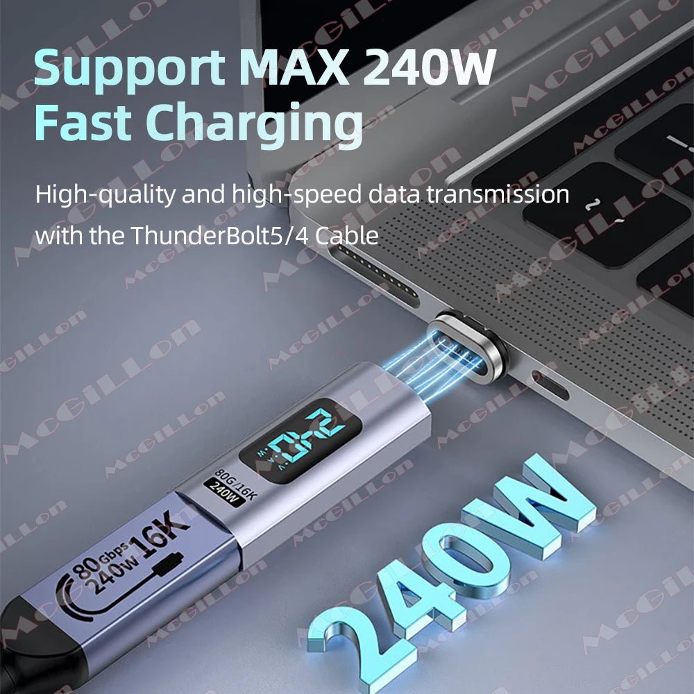 USB4.0 80Gbps 240W Thunderbolt 5 Magnetic Adapter Type C To USB C Fast Charge Magnet Converter Cable 16K@60Hz 5A Type C Adapter
