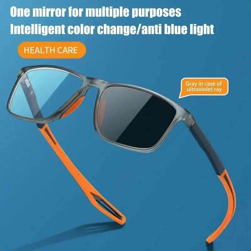 Color Changing Multifocal Reading Glasses Outdoor Anti Slip Anti Blue Light Presbyopia Eyewear Photochromic Multifocal Glasses