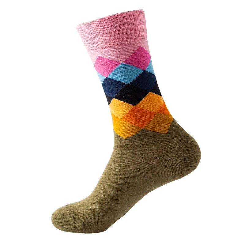 Classic Male Happy Cotton Casual Crew Socks Breathable Color Compression Funny Sox Business Dress High Quality  Socks for Men