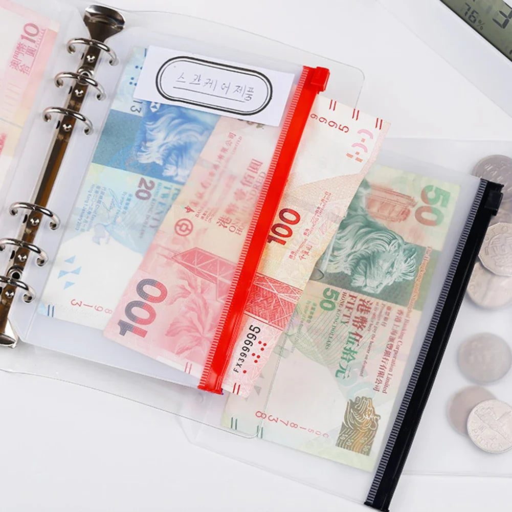 1PCS/LOT A5/A6/A7 Storage Bag School Office Supply Transparent Loose sheet Notebook zipper Self-sealing File Holder