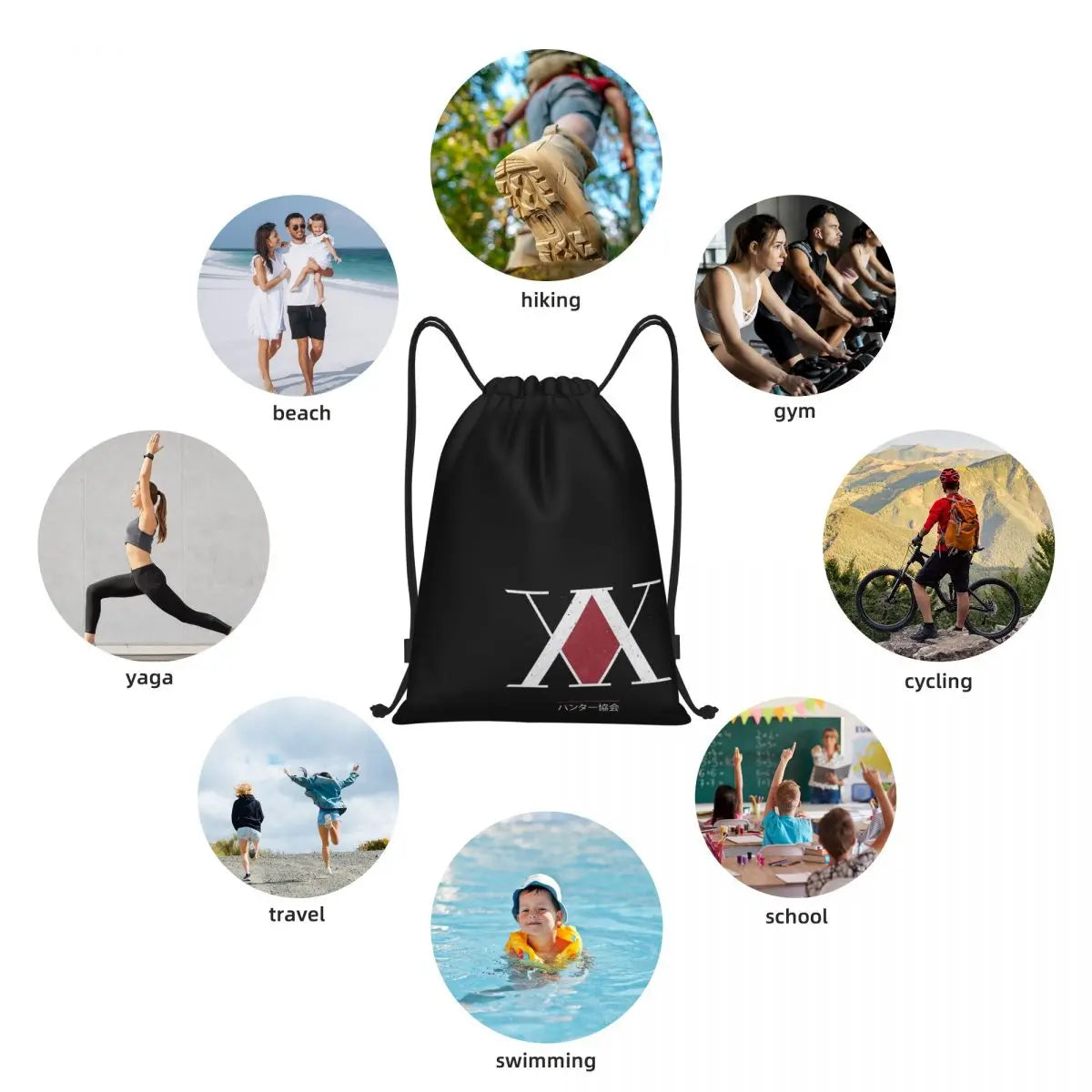 Hunter X Hunter Hisoka ALphabet 2 Drawstring Bags Gym Bag Vintage Backpack Funny Novelty Rucksack Lasting Summer camps