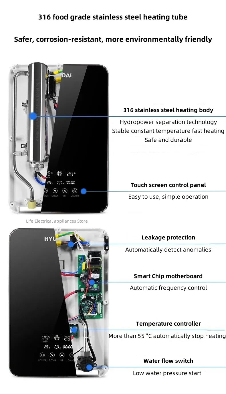 Intelligent Electric Water Heater Tankless Water Heater Household Fast Hot Bath Machine Apartment Hotel Bathroom Hot Shower