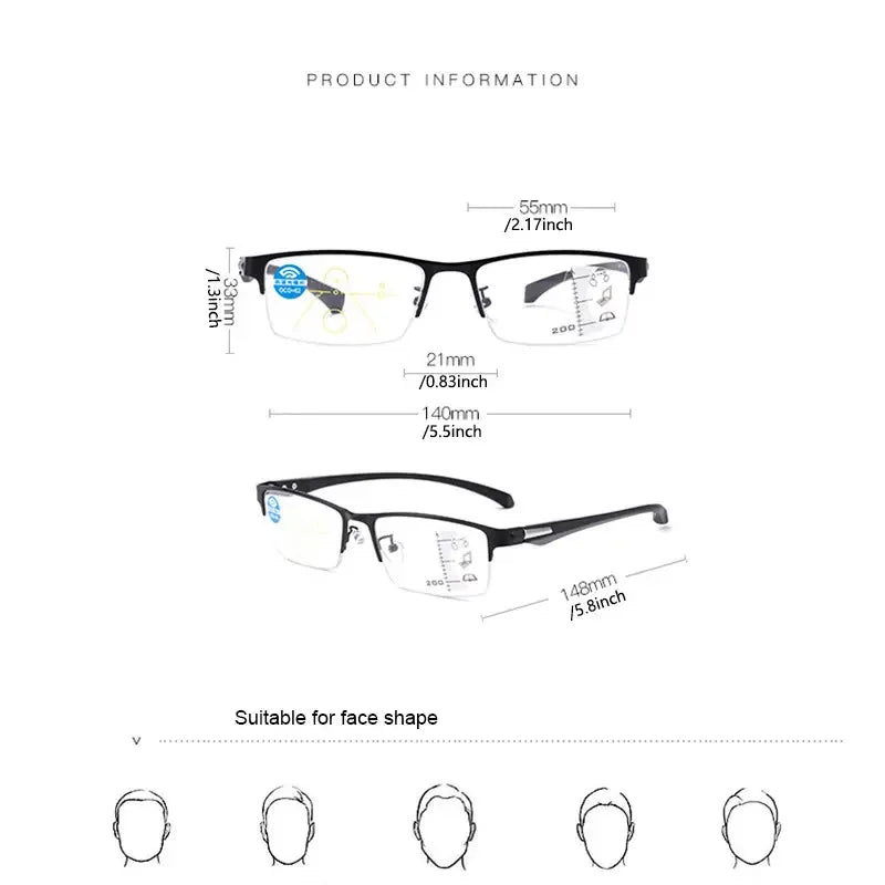 2024 Intelligent Zoom Color Changing Reading Glasses Multi-Focus Dual-Purpose DS-3106 New Arrival