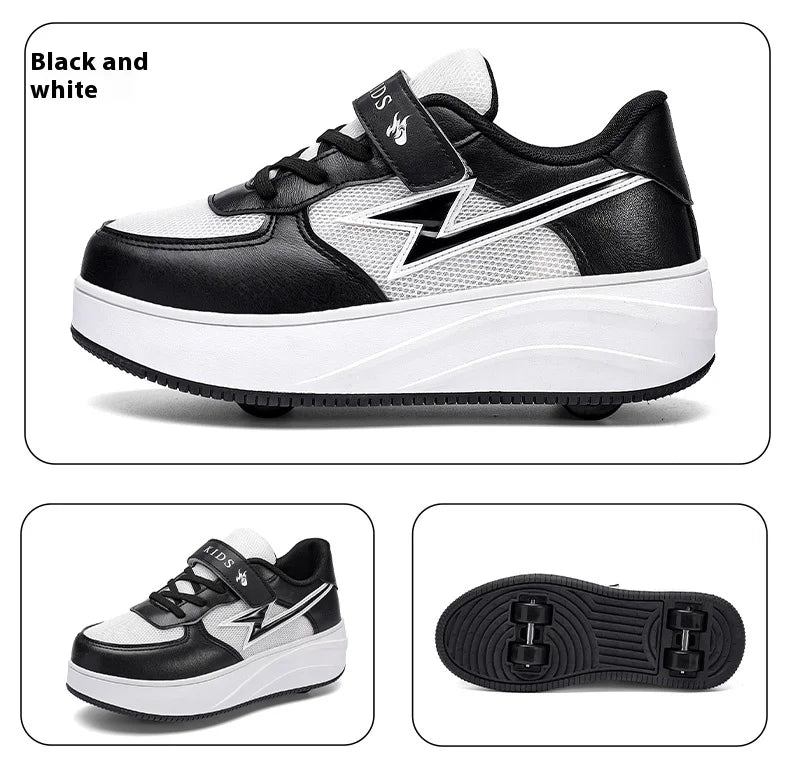 Children's walking shoes Girls 2025 new breathable roller skates boys primary school four wheel roller shoes can walk and slide