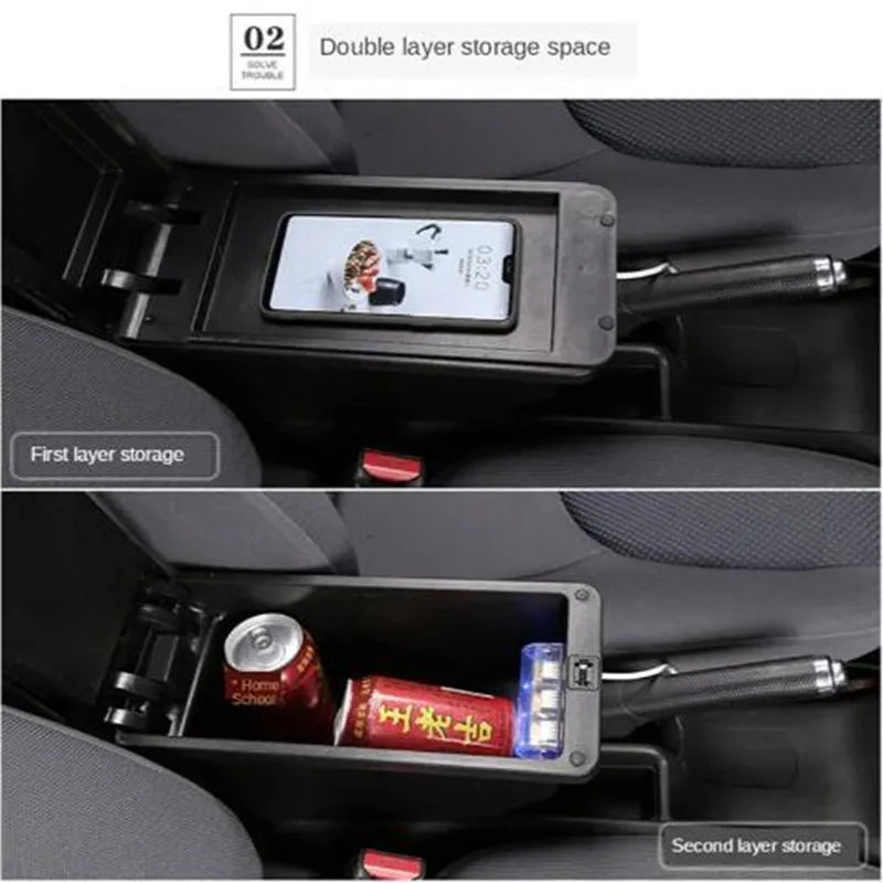 For Honda Jazz Armrest For Honda Fit Jazz 3 2014-2019 Car Armrest Box Car Storage Box Retrofit Accessorie Simple installation