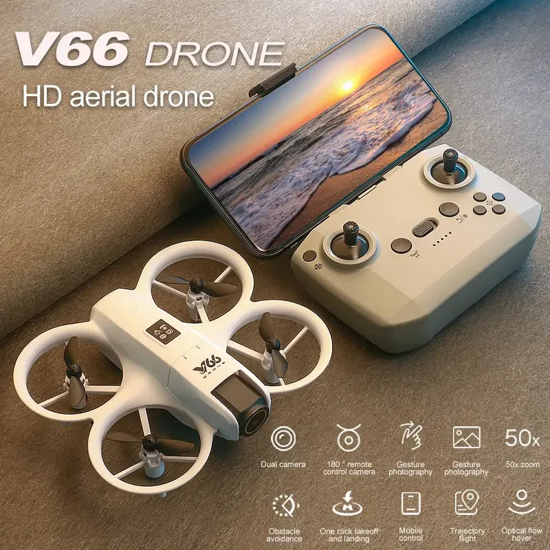 V66 Mini Drone With Camera 8K HD WiFi FPV Drone Obstacle avoidance Pocket Remote Control Helicopter Quadcopter Gift For Kids Toy