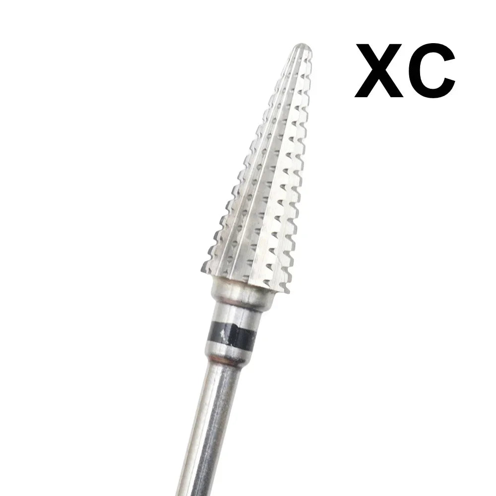 1pc 5-in-1 Carbide Professional Tungsten Steel Nail Drill Bit Gradient Teeth Design for Pre-treatment and Removal