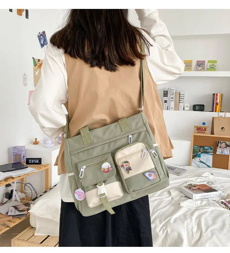 Canvas Handbags Messenger Bags for Women Waterproof Nylon Tote Shoulder Bag Oxford Ladies Handbag Crossbody Bag Girl Satchels