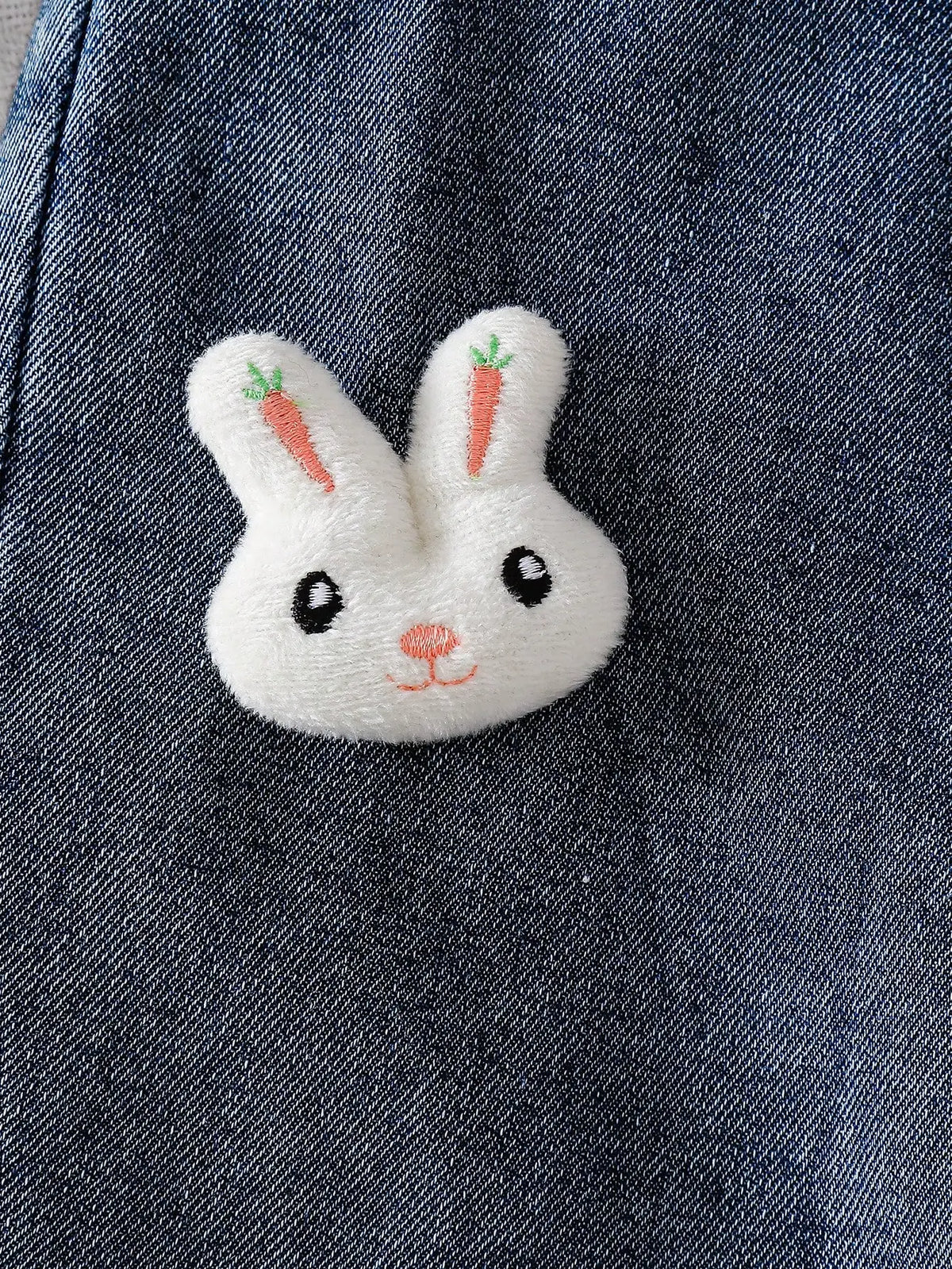 Two piece set of baby girl bubble long sleeved POLO top and three-dimensional bunny jumpsuit denim pants suitable for outdoor pl