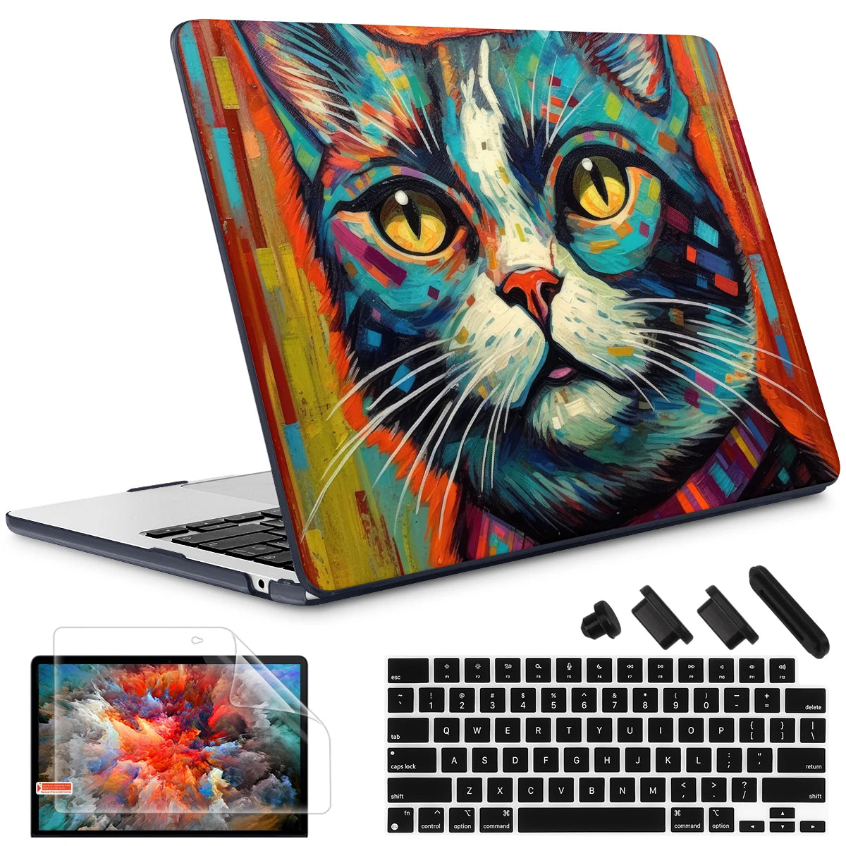 The Crown Cat Hard print case for MacBook 2025 M4 Air Pro 13 14 16 M2 2022 2023 A2681 A2779 A2780 Retina A1502 A2337 M1 A2289