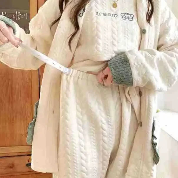 Maternity Clothing Set Air Cotton Postpartum Nursing Three-Piece Set Pregnancy Sleepwear Winter Maternity Outerwear