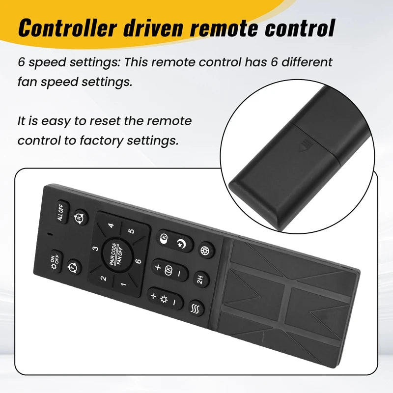 Ceiling Fan Remote Control Kit with 6 Speed Settings, Replacement Ceiling Fan Remote, Dimming Controls, 110-265V-A68X