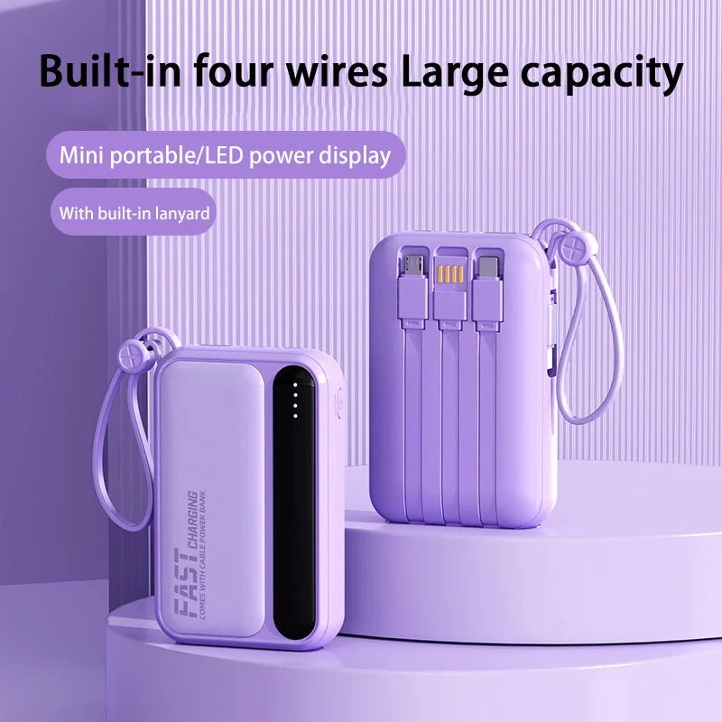 Lenovo 500000mAh Power Bank Built in 4 Lines Large Capacity Super Fast Charging Portable External Battery For iPhone Samsung