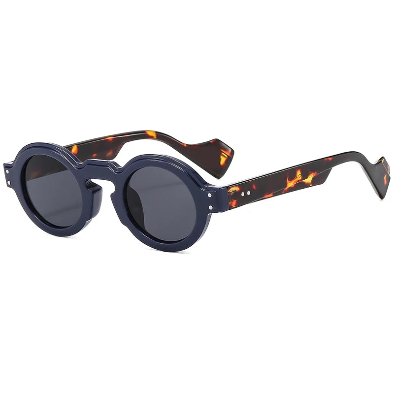 Round Sunglasses Women Men Punk Double Color Shades Retro Rivets Decoration Trending Sun Glasses Clear Lens Frame UV400