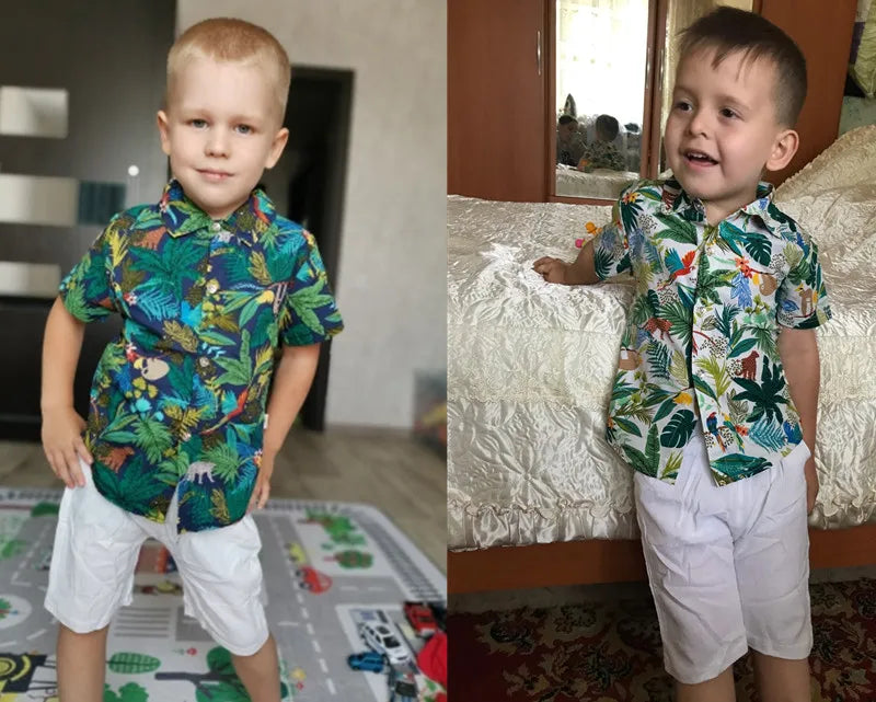 Baby Boy Clothes Baby Clothes 0-5 Years Old Summer Short-Sleeved Shorts Suit Baby Printed Shirt Casual Shorts Two-Piece Suit