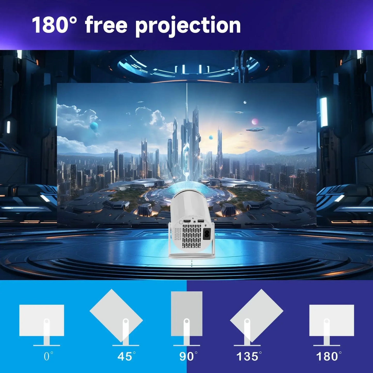 Salange Smart Projector Coolita TV OS with 1000+ Free Channels WiFi6 BT5 Native 720P Support 1080P Video Projector Home Cinema