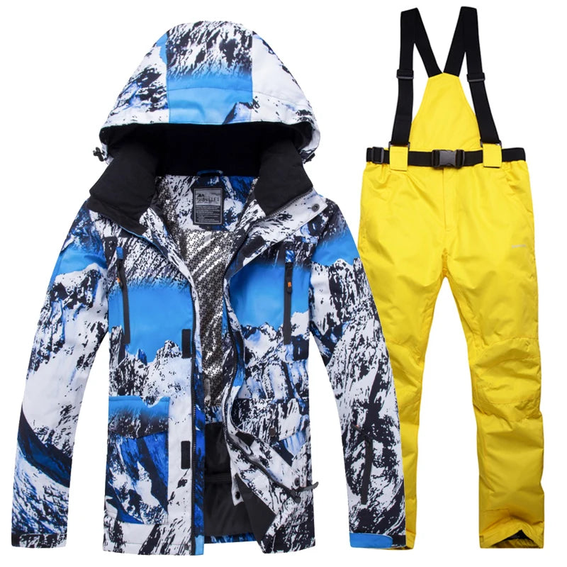Winter Ski Suit for Men Outdoor Sports Warm Windproof Waterproof Snow Jackets Pants Male Ski Equipment Snowboard Jacket SK032