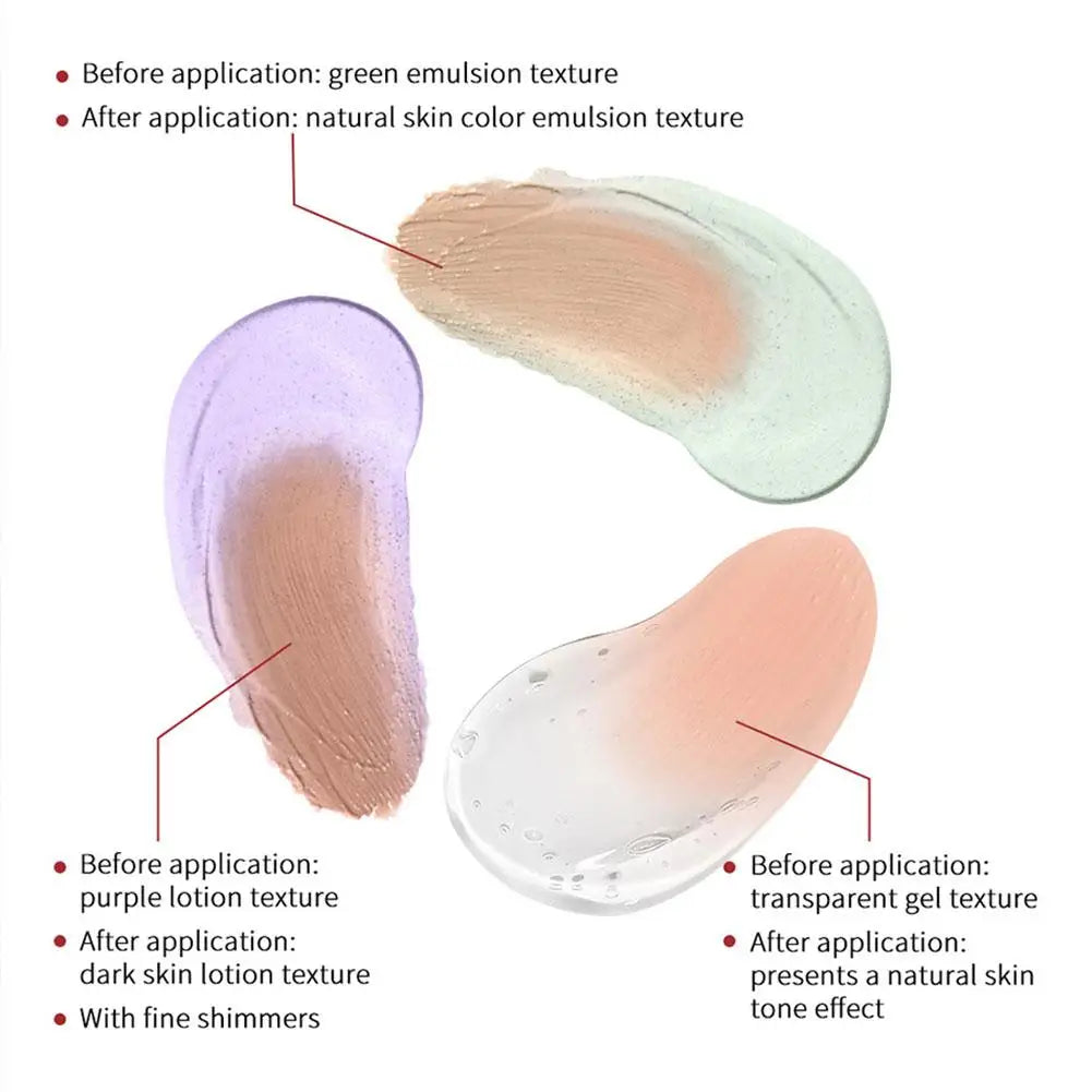 3 Colors Centella Asiatica Korean High Coverage Foundation CC Cream Color Changing Cream for Face Base Makeup 1/3pcs