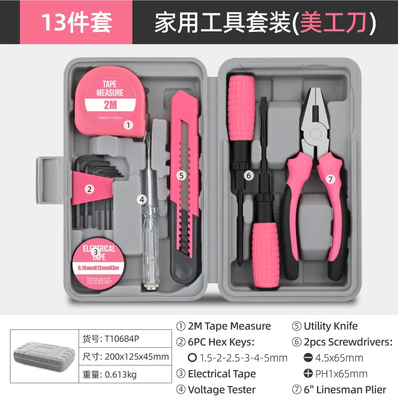 Hi-Spec 24-Piece Compact Home & Office Yellow DIY Hand Tool Kit Set for Household Improvement Repairs Wire Cutter