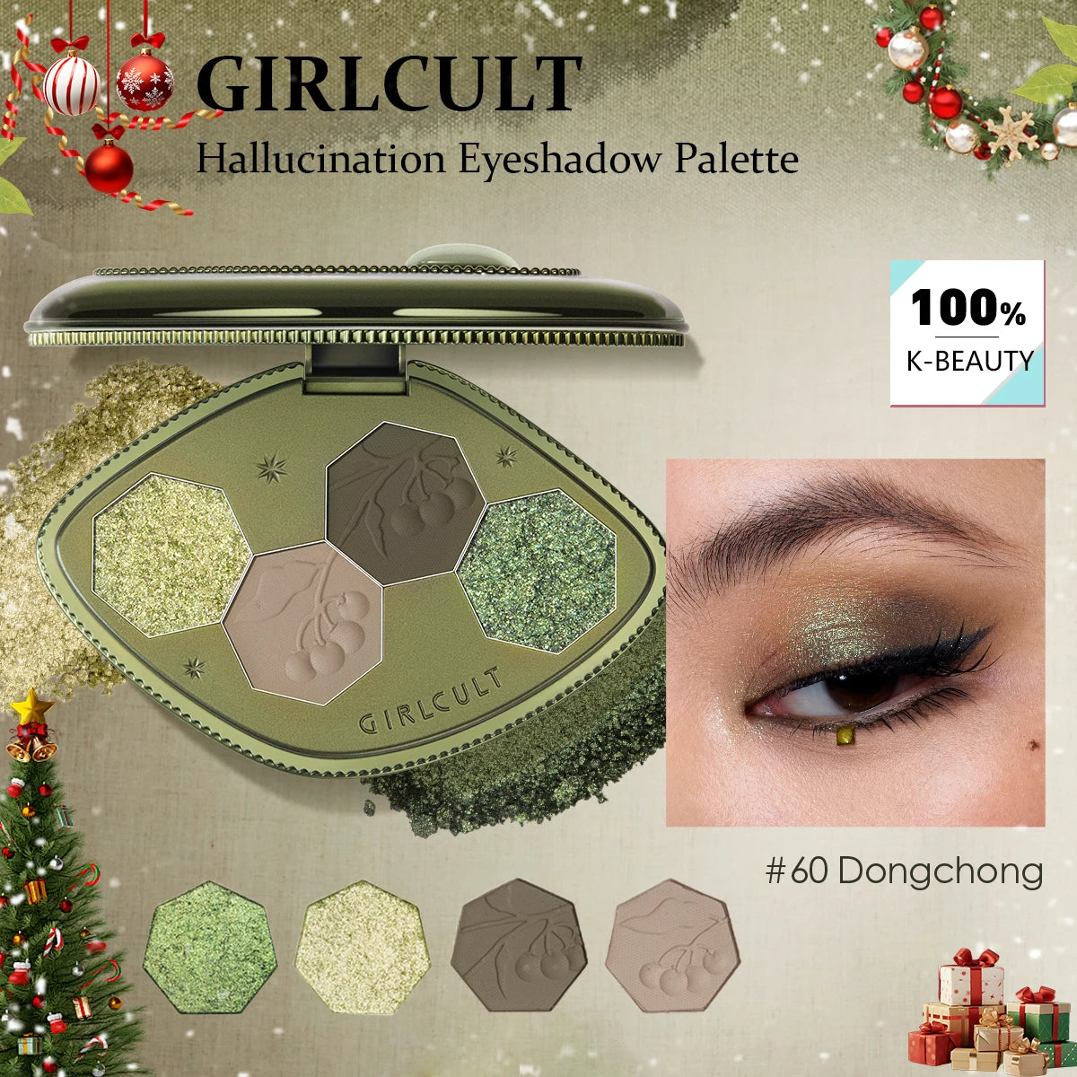Girlcult Hallucination Eyeshadow Palette 60 Dongchong,Hallucination Powder Texture,Fine-Milled Pigmentation,Dimensional Blending