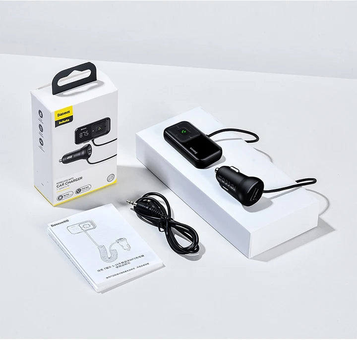 Baseus FM Transmitter Car Bluetooth 5.0 FM Radio Modulator Car Kit 3.1A USB Car Charger Handsfree Wireless Aux Audio MP3 Player