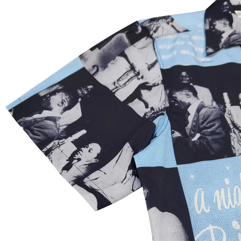 High-end Summer WACKO MARIA Solid Color Cursive wackomaria Embroidery Logo Simple Hawaii Short Sleeve Shirt