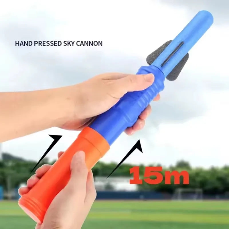 Hand Push Rocket Launcher Toy Set Foam Rockets Outdoor Garden Party Game Birthday Present Summer Funny Playing Toys