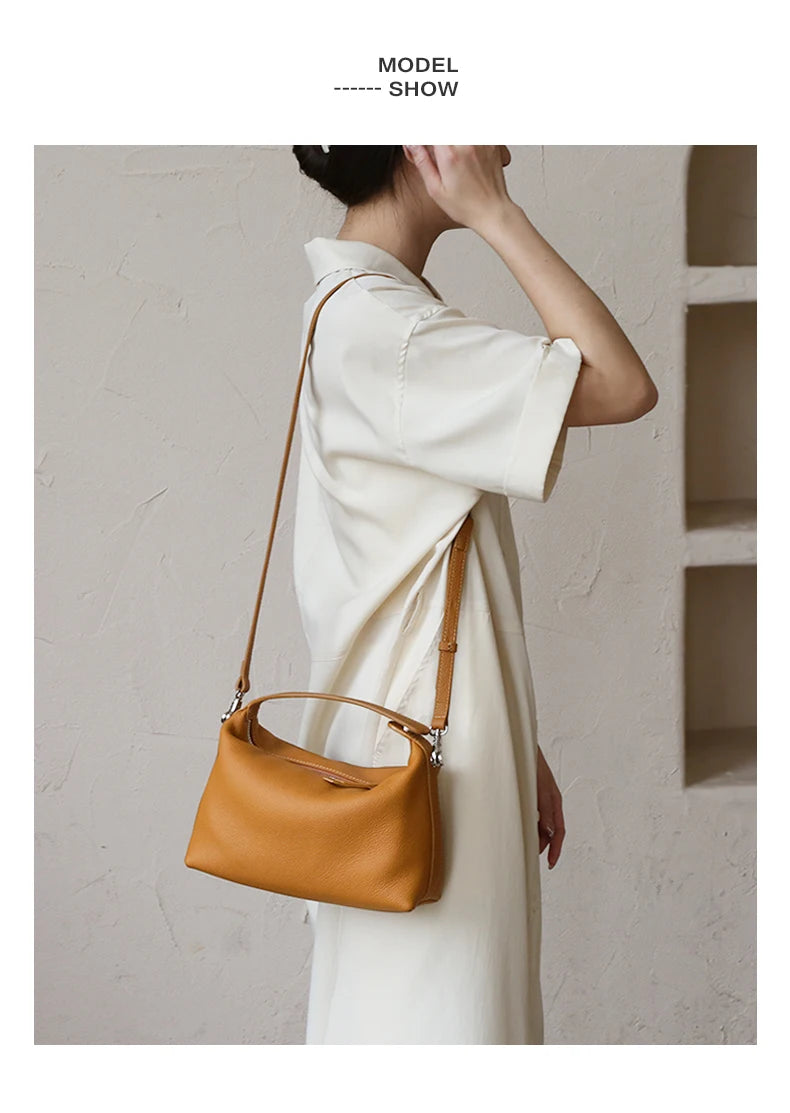 2024 New Women's Bag Female Luxury Soft Genuine Leather Handbag Lady Fashion Daily Casual Shoulder Bag Girls Crossbody Messenger