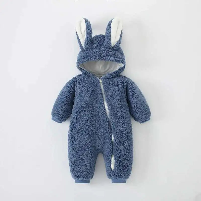 Newborn Baby Winter Warm Romper Girl Overall Polar Fleece Clothes Boys Jumpsuit Costume Infant Rabbit Pajamas Jacket 3-12 Month