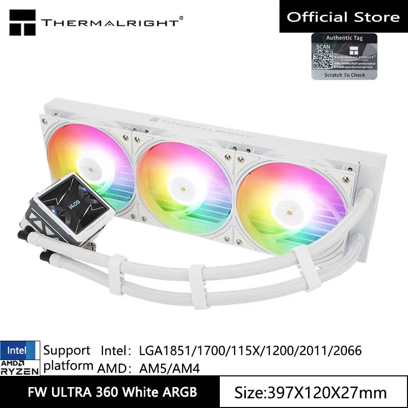 Thermalright FW ULTRA 360 ARGB All -in -one water cold radiator,magnetically rotatable 2.88-inch LCD display,Support LGA1700/AM5